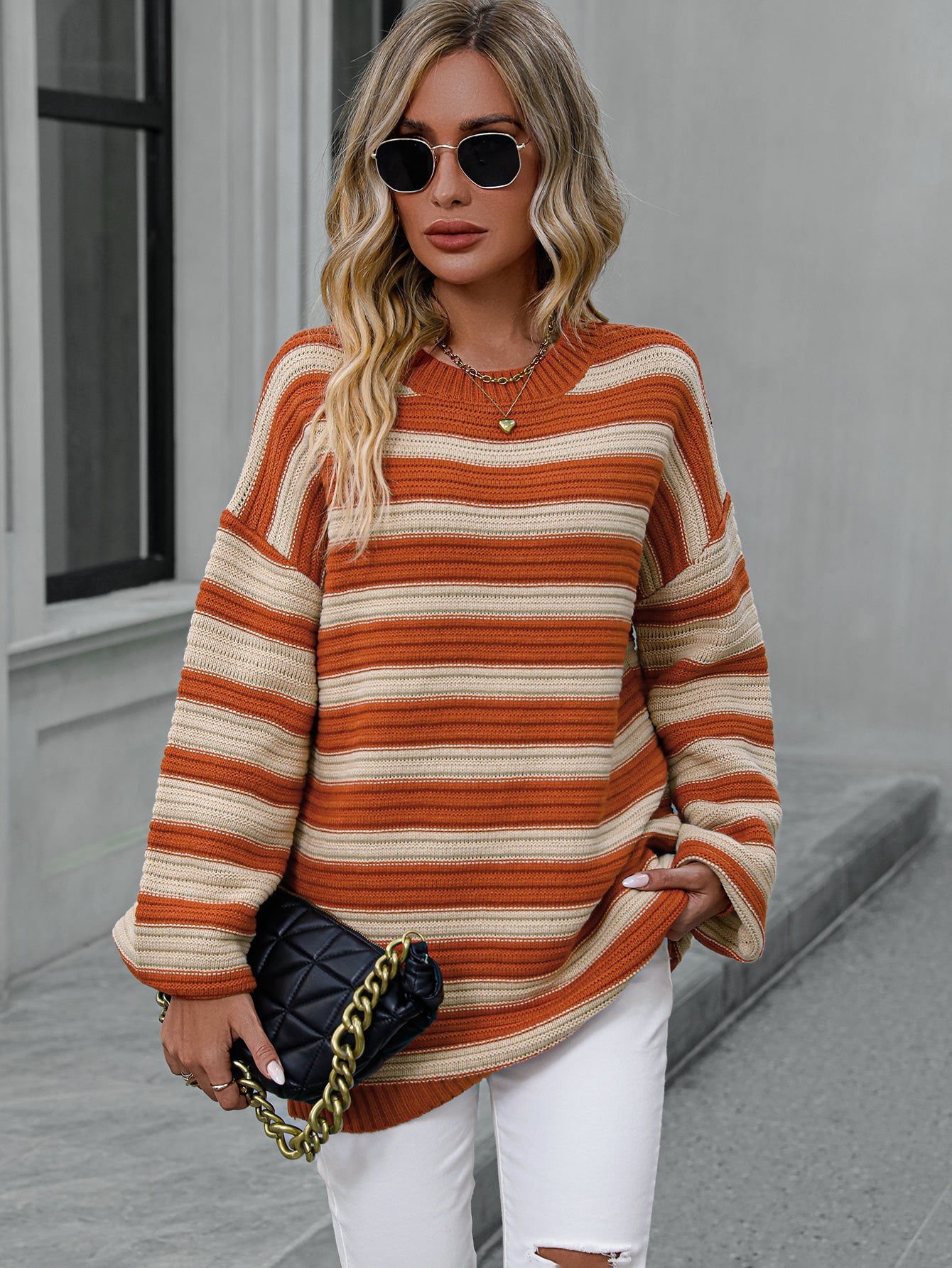 Knitted Crew Neck Pullover Sweater