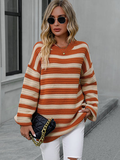 Knitted Crew Neck Pullover Sweater