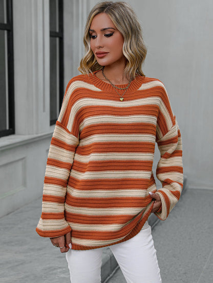 Knitted Crew Neck Pullover Sweater