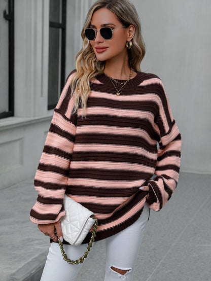 Knitted Crew Neck Pullover Sweater