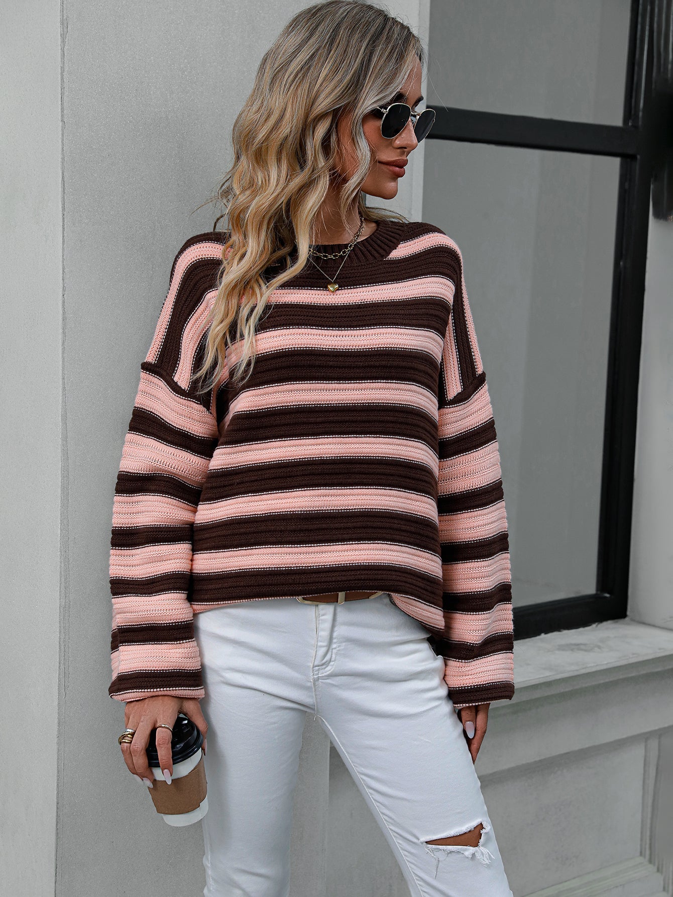 Knitted Crew Neck Pullover Sweater