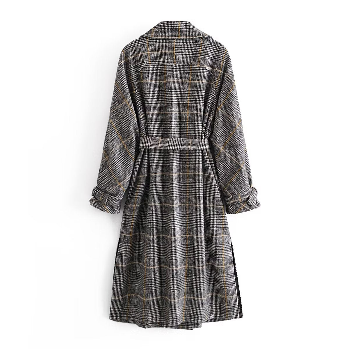 Plaid Collared Coat Trench Coat