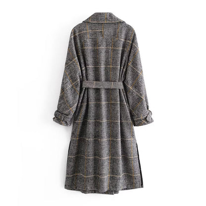 Plaid Collared Coat Trench Coat