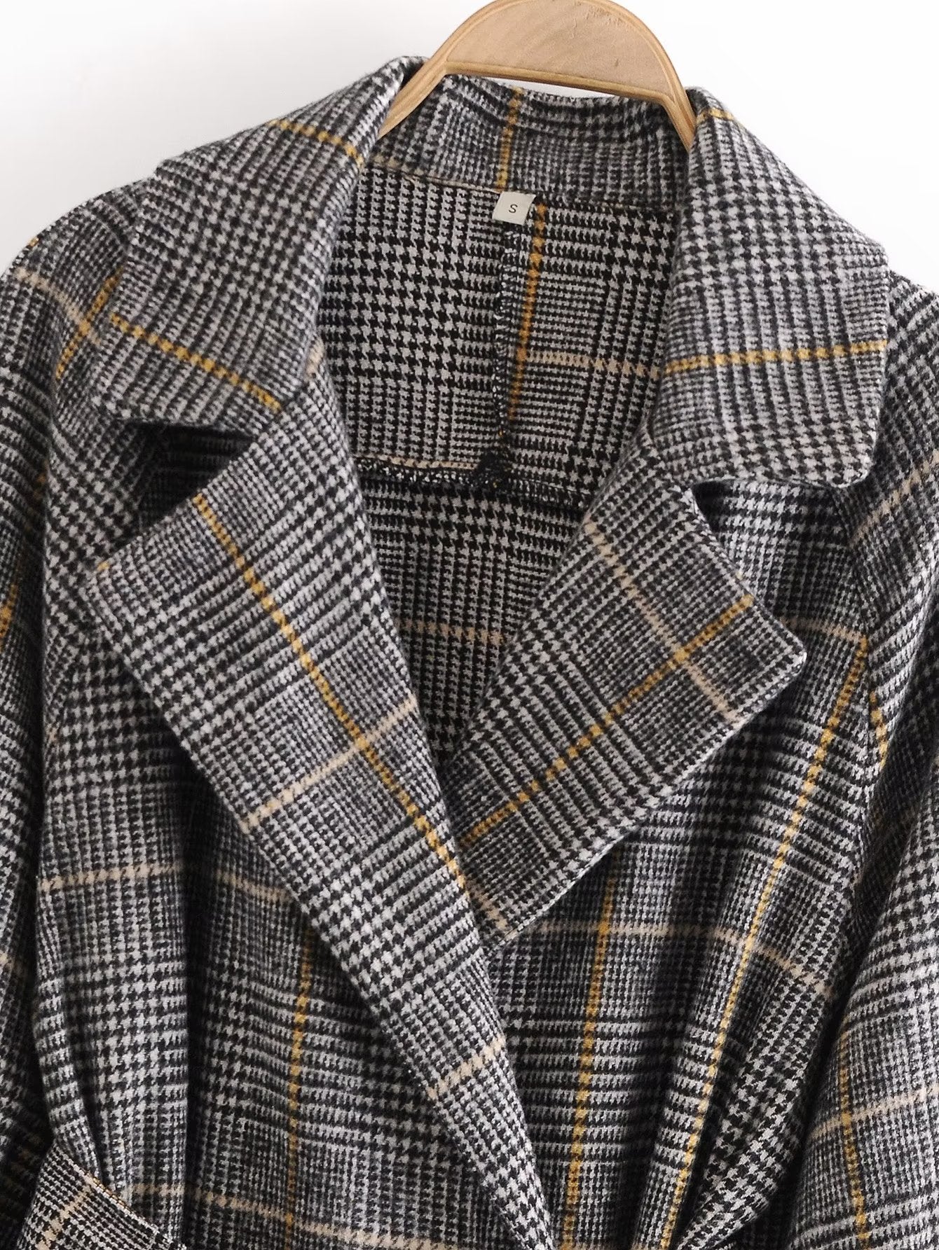 Plaid Collared Coat Trench Coat