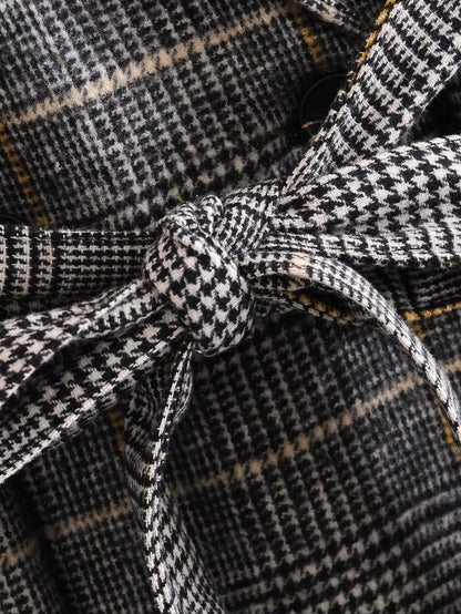 Plaid Collared Coat Trench Coat