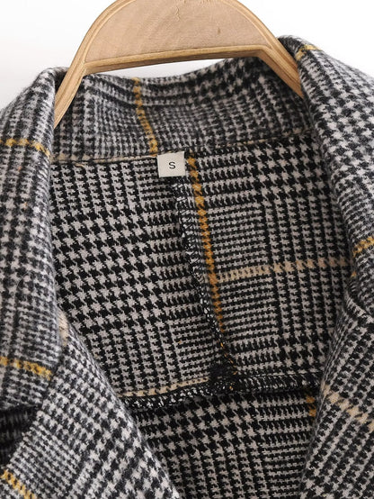 Plaid Collared Coat Trench Coat