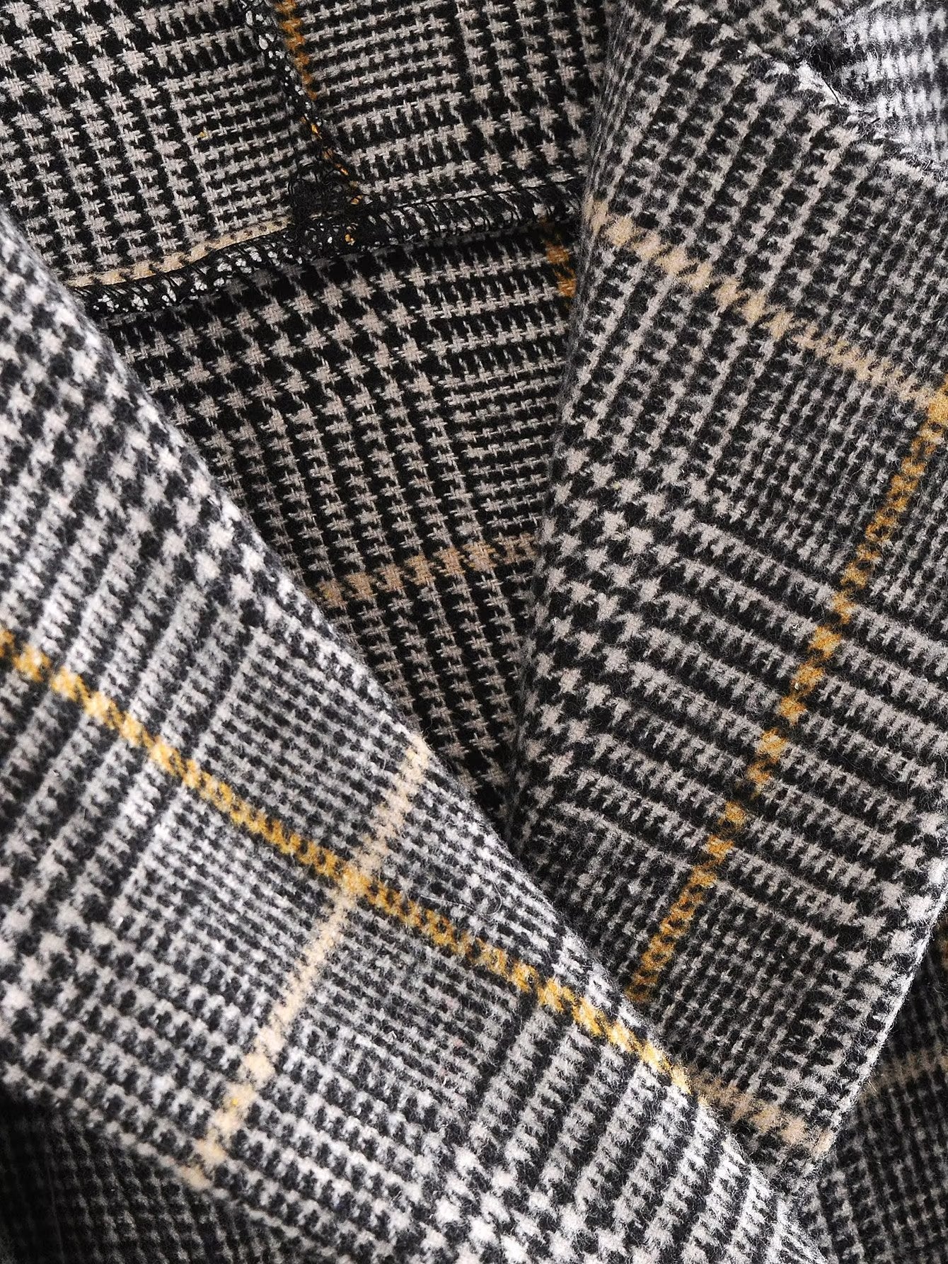 Plaid Collared Coat Trench Coat