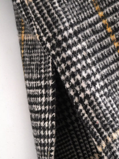 Plaid Collared Coat Trench Coat