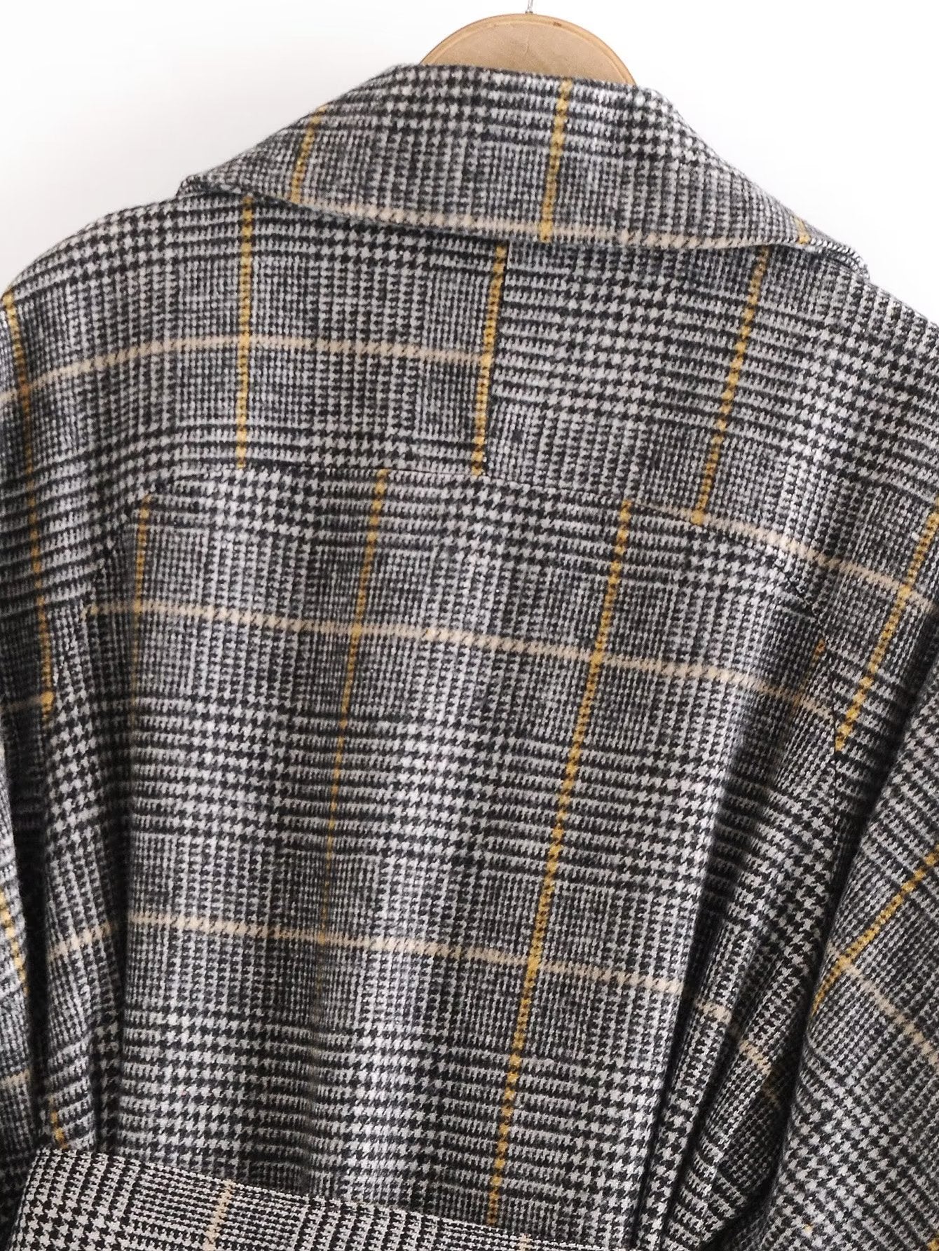 Plaid Collared Coat Trench Coat