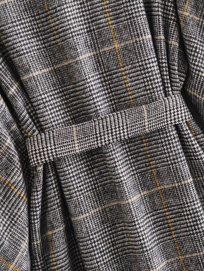 Plaid Collared Coat Trench Coat