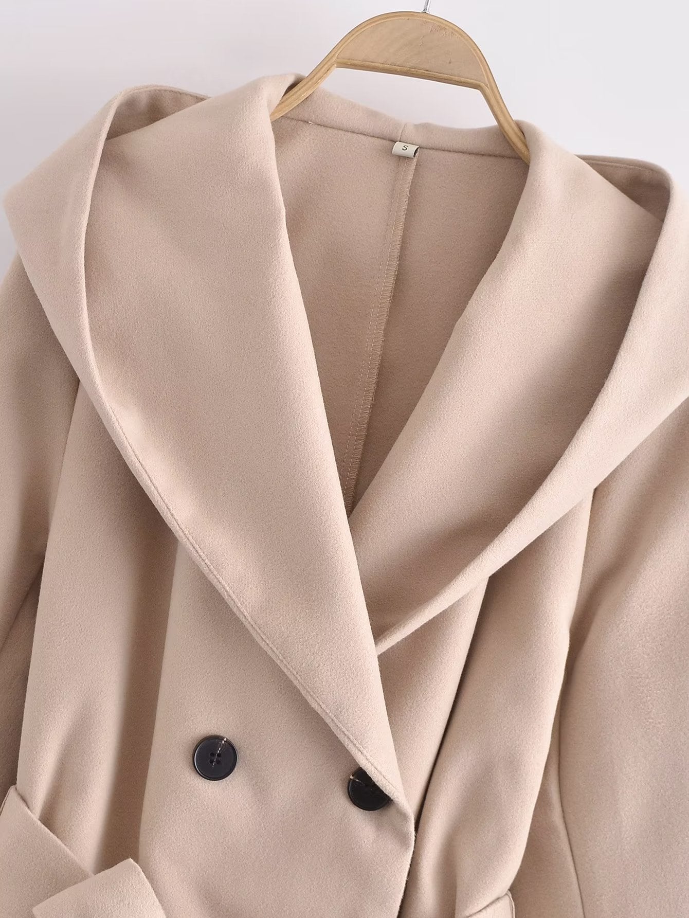 Belt Hooded Long Sleeve Trench Coat