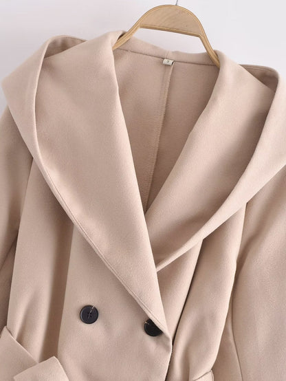 Belt Hooded Long Sleeve Trench Coat