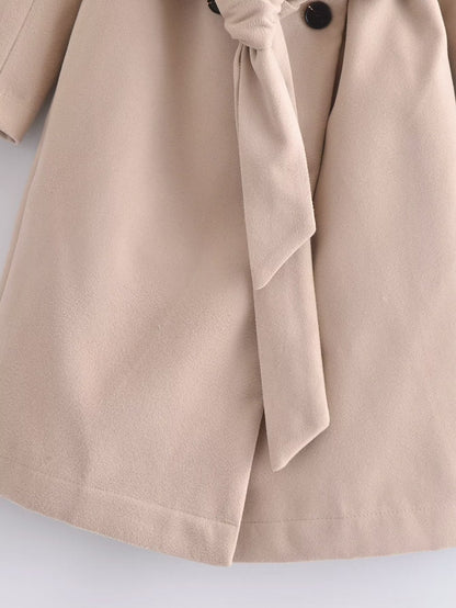 Belt Hooded Long Sleeve Trench Coat