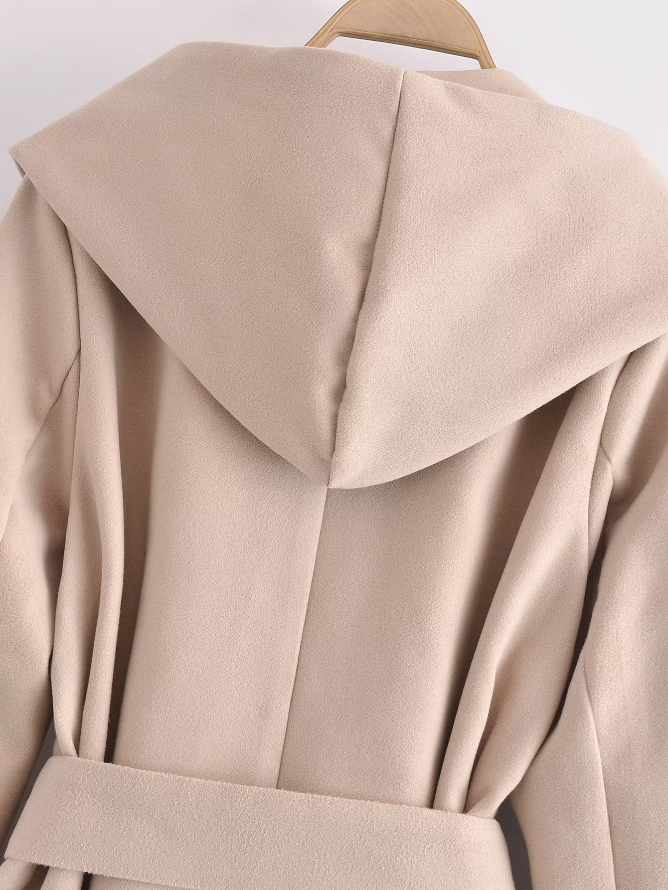 Belt Hooded Long Sleeve Trench Coat