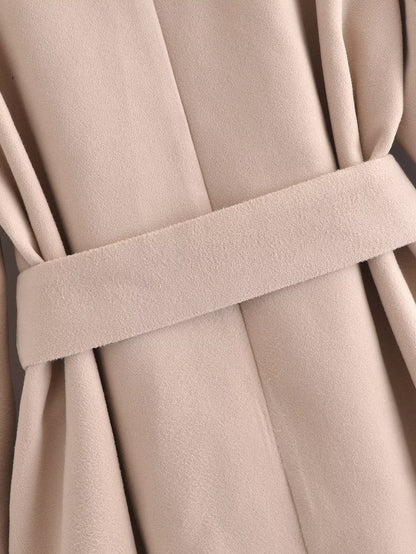 Belt Hooded Long Sleeve Trench Coat