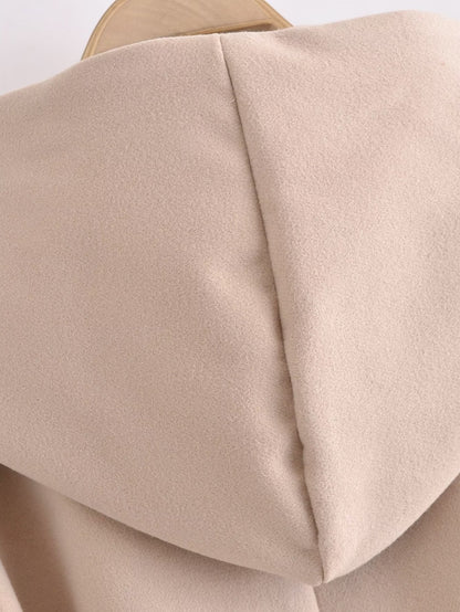 Belt Hooded Long Sleeve Trench Coat