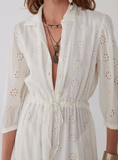 Carol Sexy Embroidered Kaftan Dress