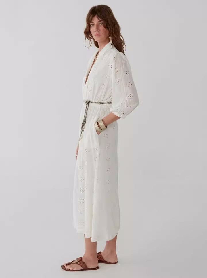 Carol Sexy Embroidered Kaftan Dress