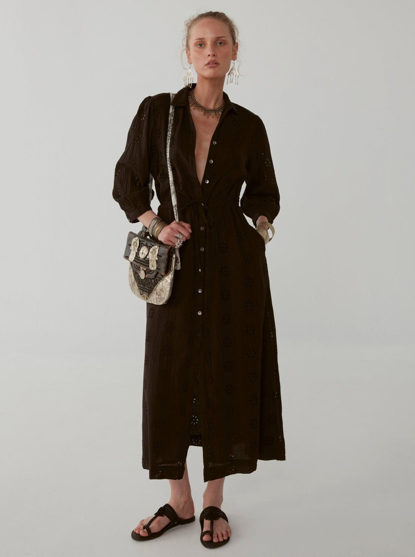 Carol Sexy Embroidered Kaftan Dress