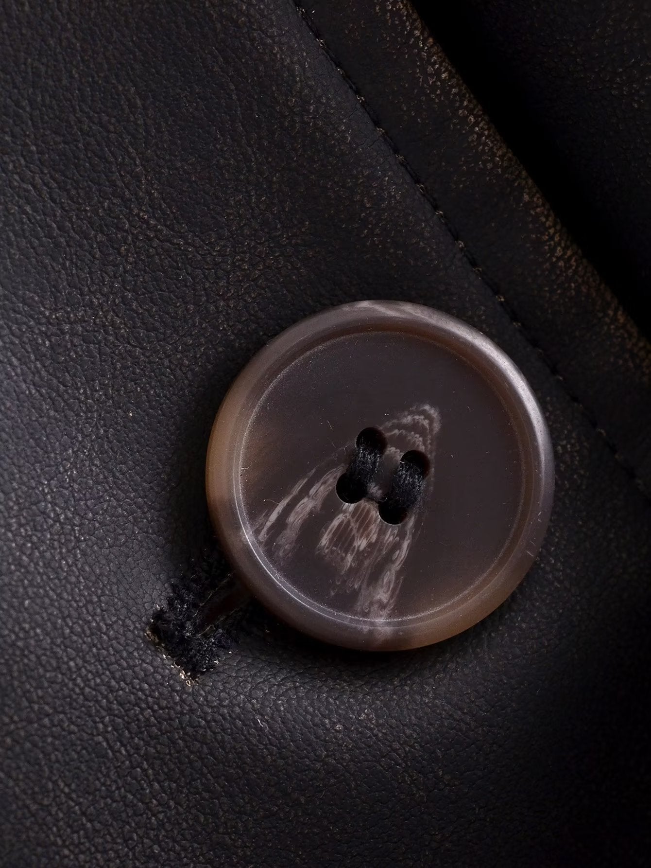 Faux Leather Distressed Trench Coat