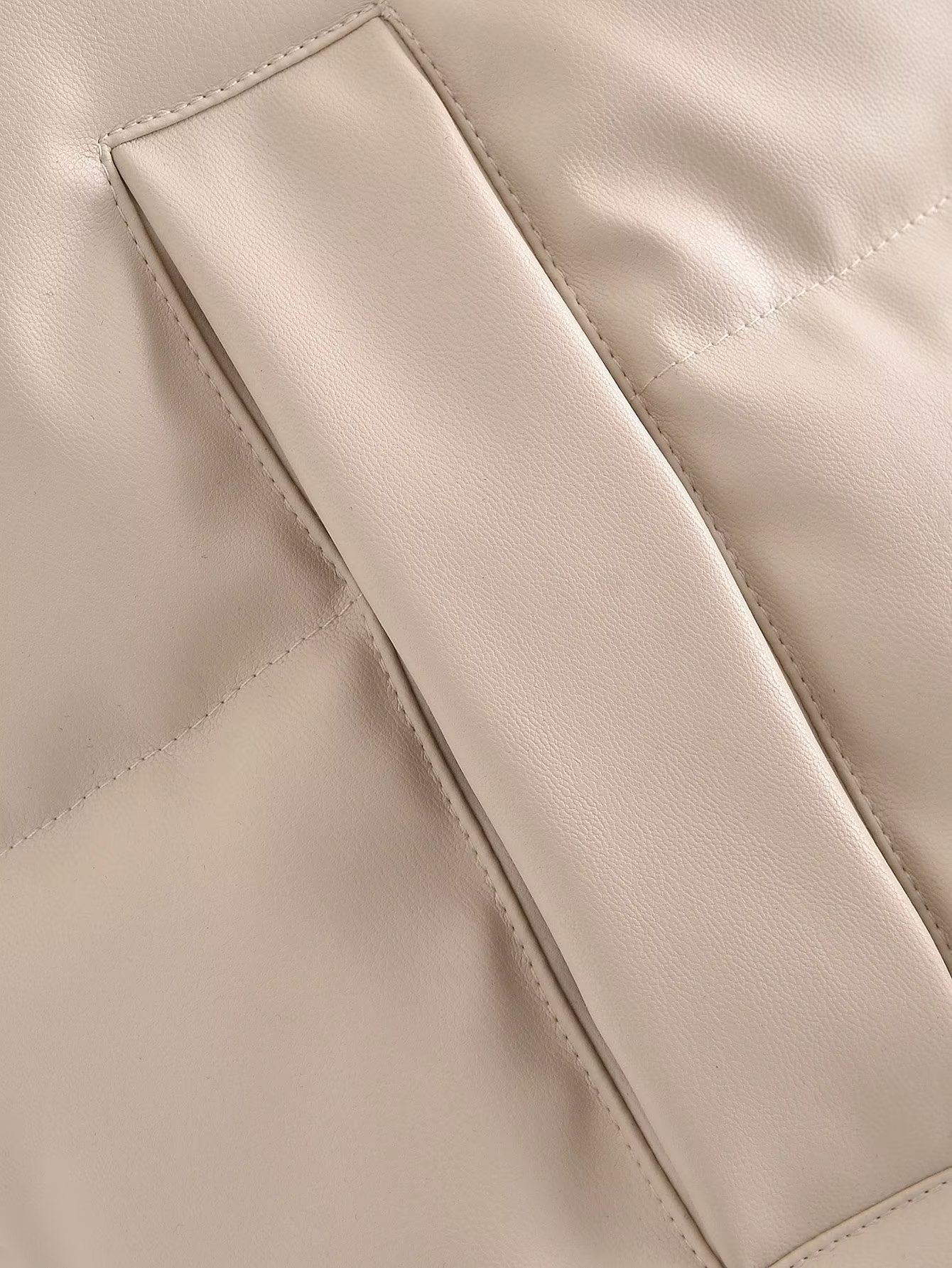 Faux Leather Sleeveless Padded Jacket Vest