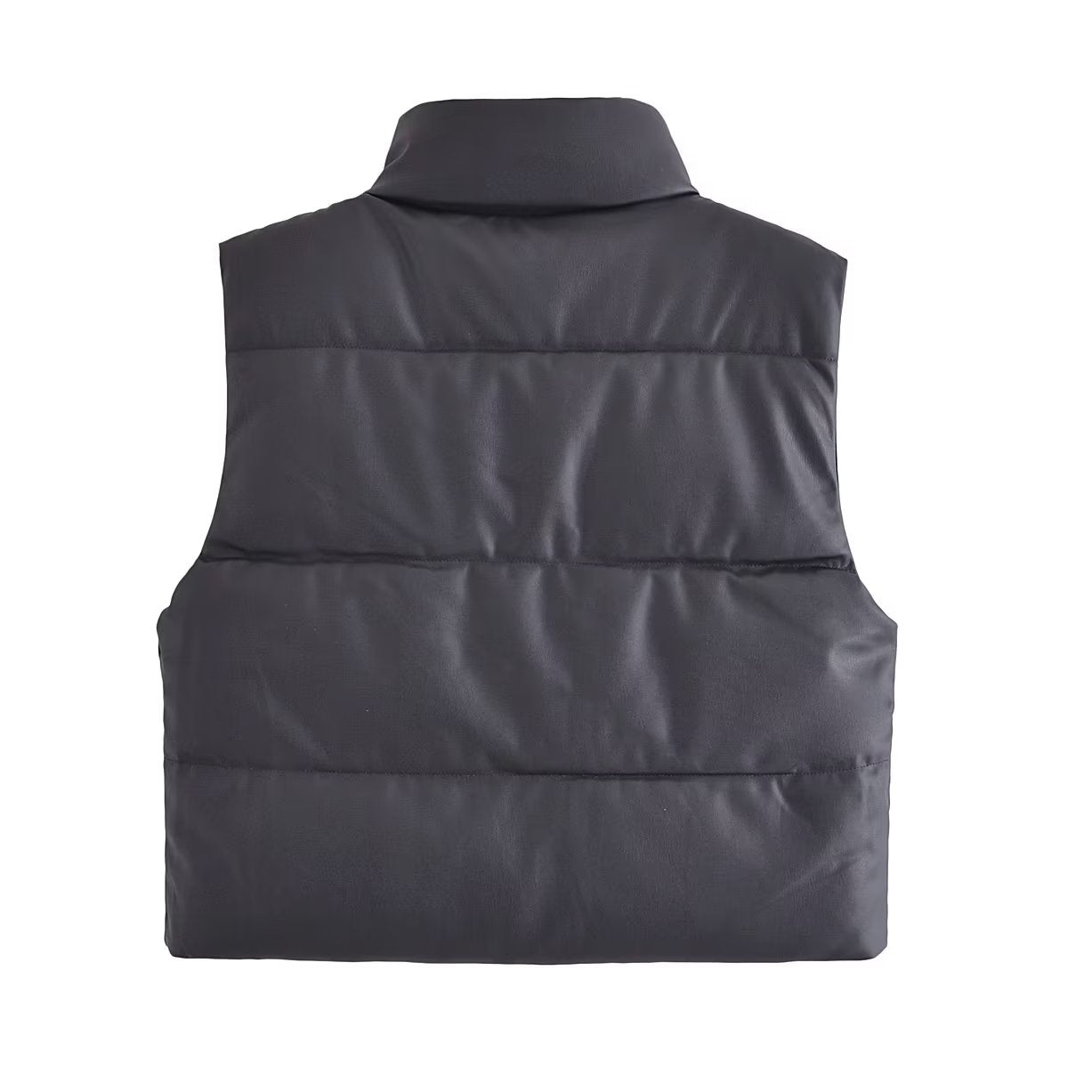 Faux Leather Sleeveless Padded Jacket Vest