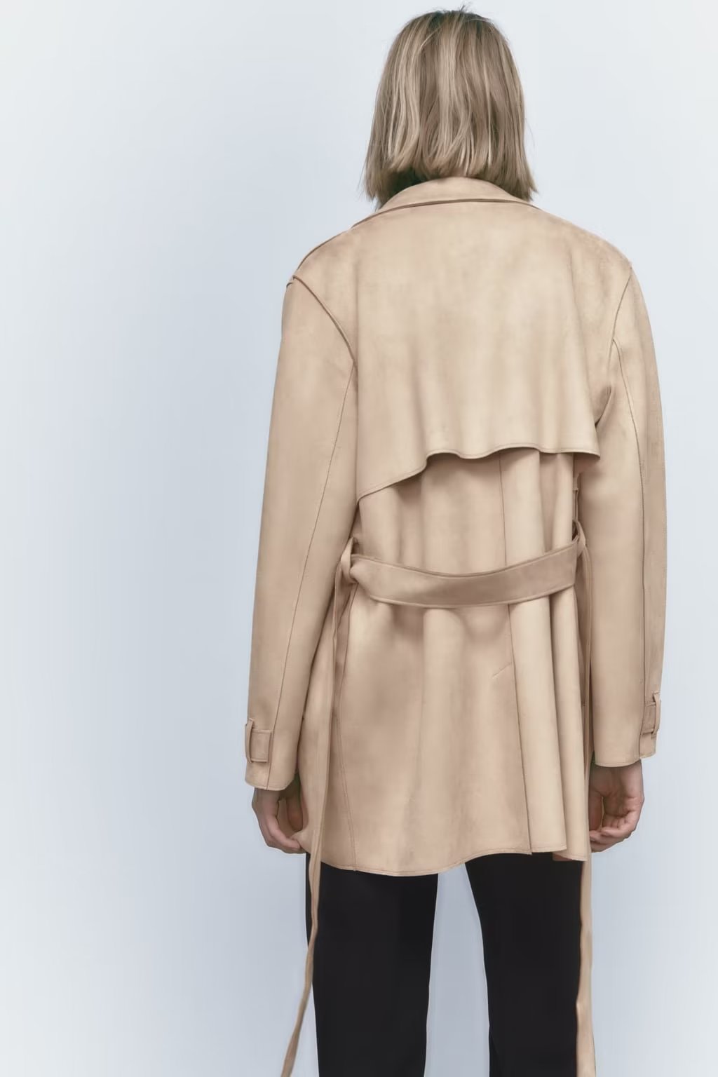 Suede Texture Trench Coat