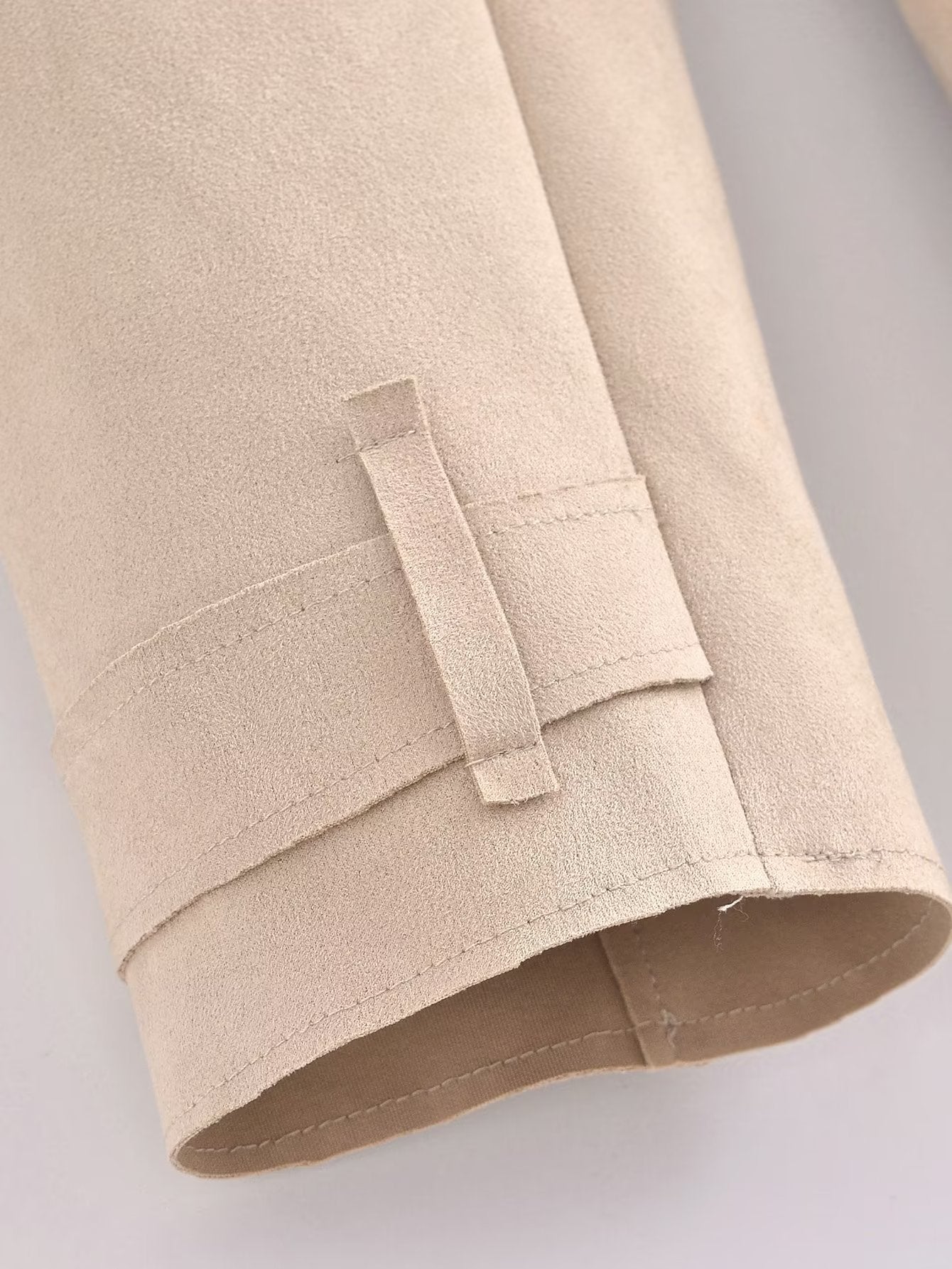 Suede Texture Trench Coat