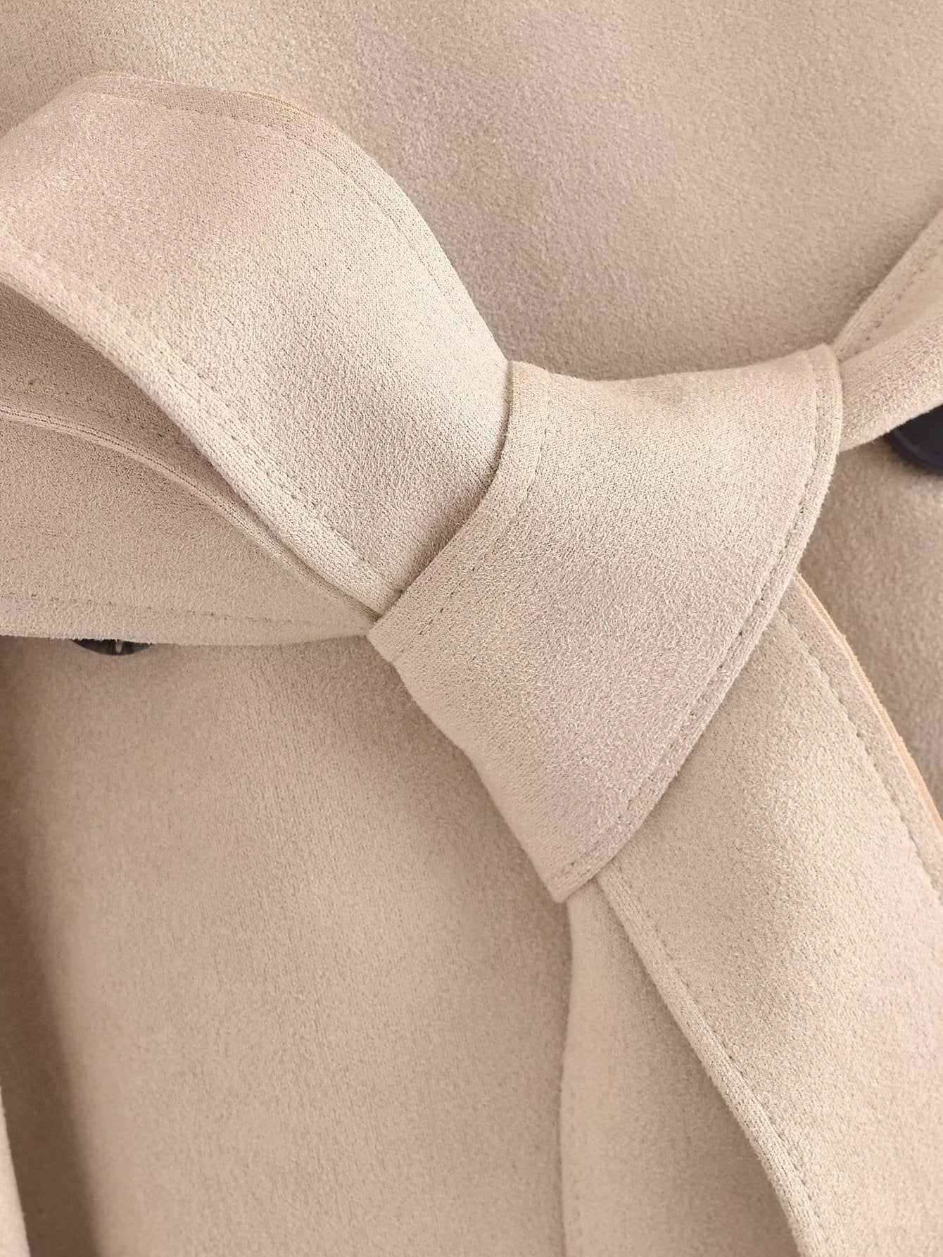 Suede Texture Trench Coat