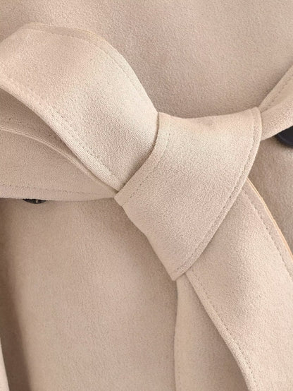 Suede Texture Trench Coat