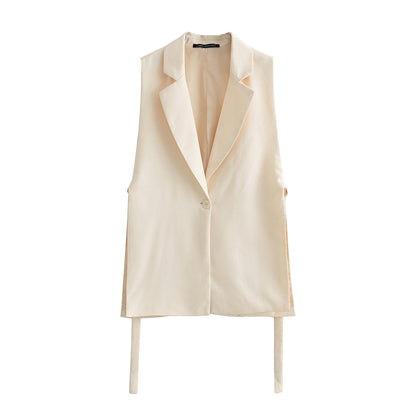 Solid Color Split Vest Blazer