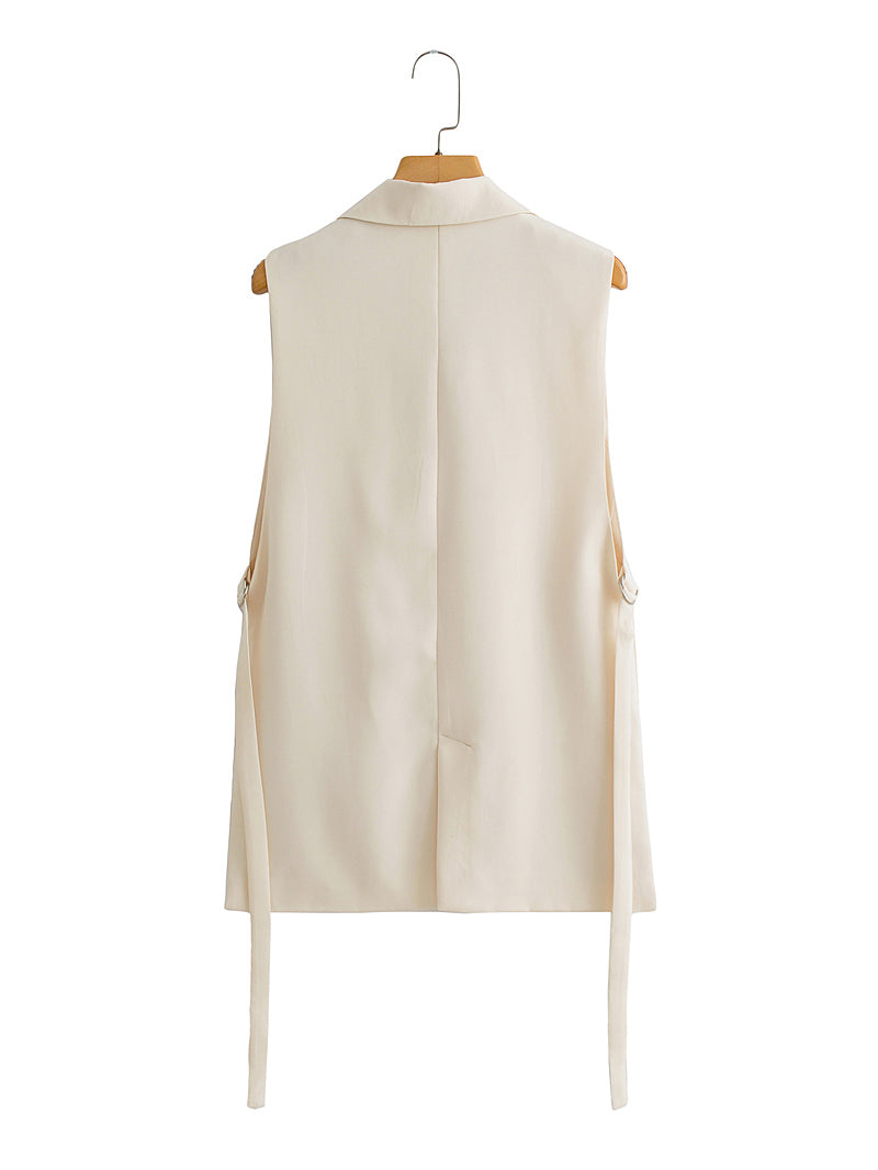 Solid Color Split Vest Blazer