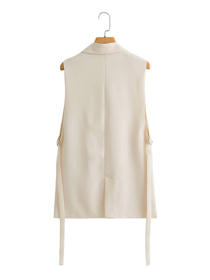 Solid Color Split Vest Blazer