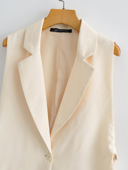 Solid Color Split Vest Blazer