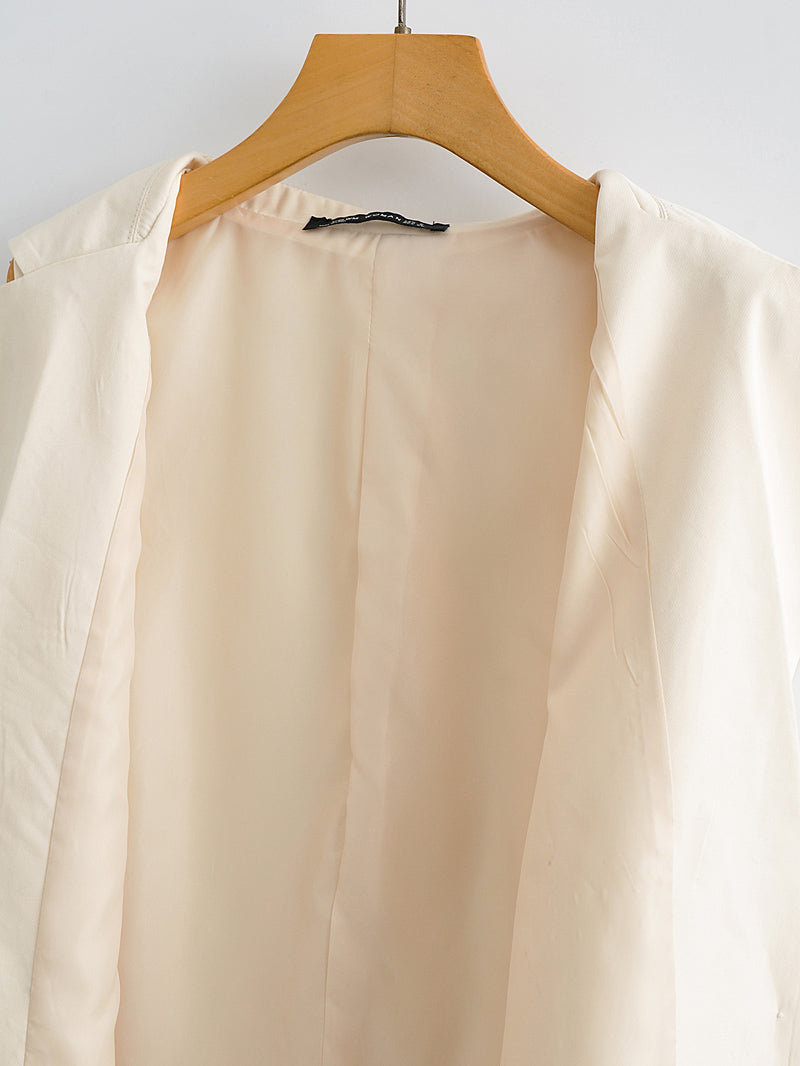 Solid Color Split Vest Blazer