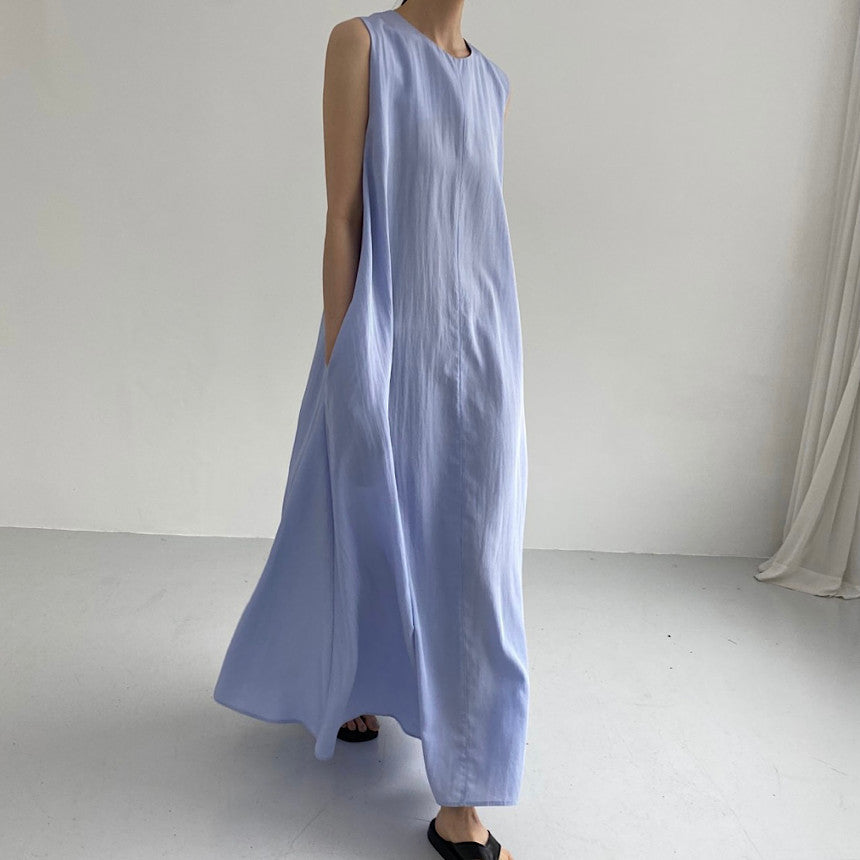 Simple Solid Color Sleeveless Maxi Dress