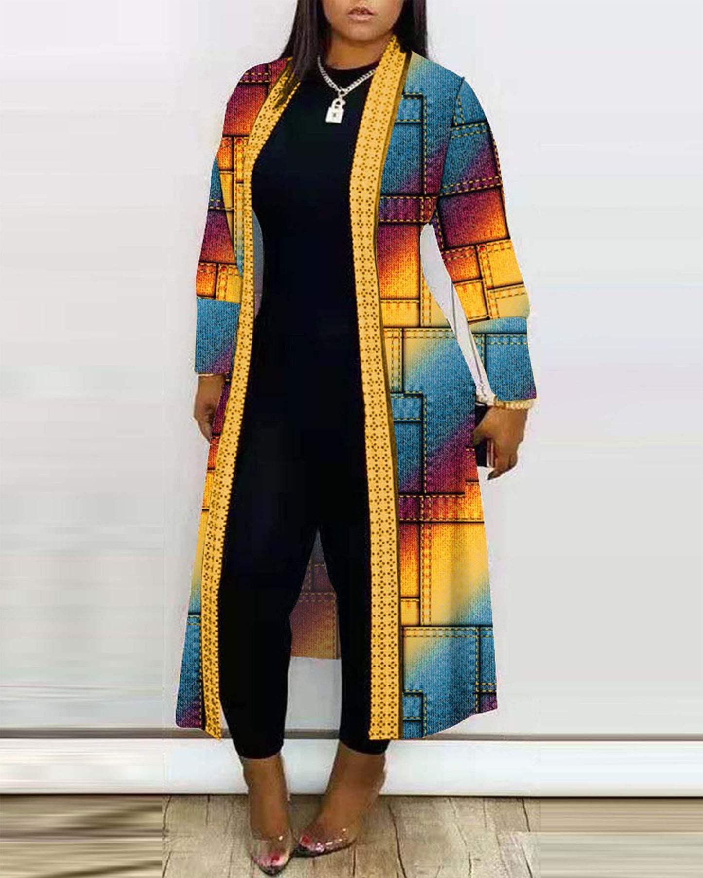 Printed Long Sleeve Cardigan Shawl
