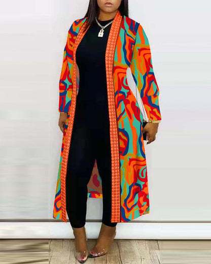 Printed Long Sleeve Cardigan Shawl