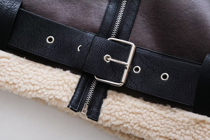 Faux Shearling Short Vest Jacket