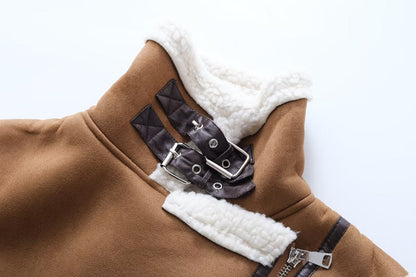 Faux Shearling Leather Vest Coat