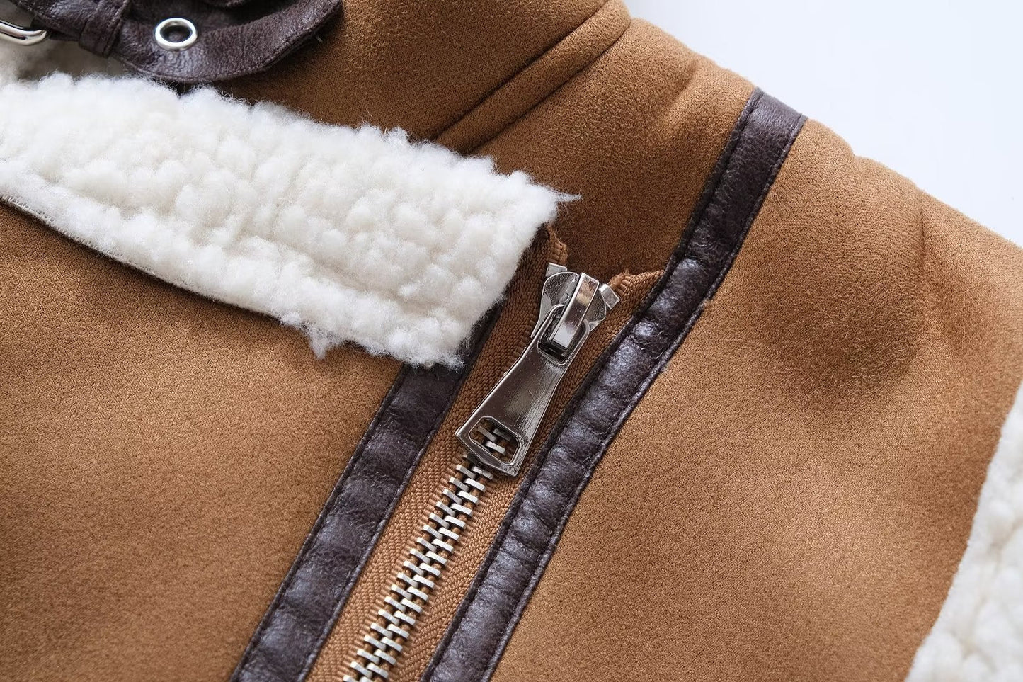 Faux Shearling Leather Vest Coat