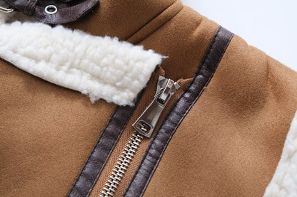 Faux Shearling Leather Vest Coat