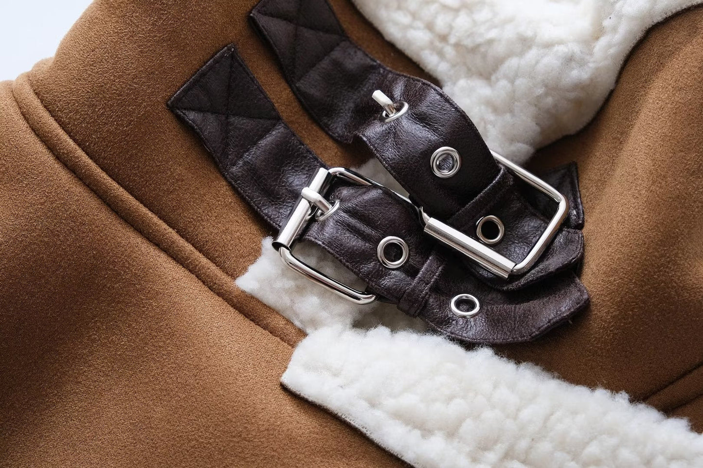 Faux Shearling Leather Vest Coat