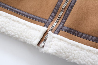 Faux Shearling Leather Vest Coat