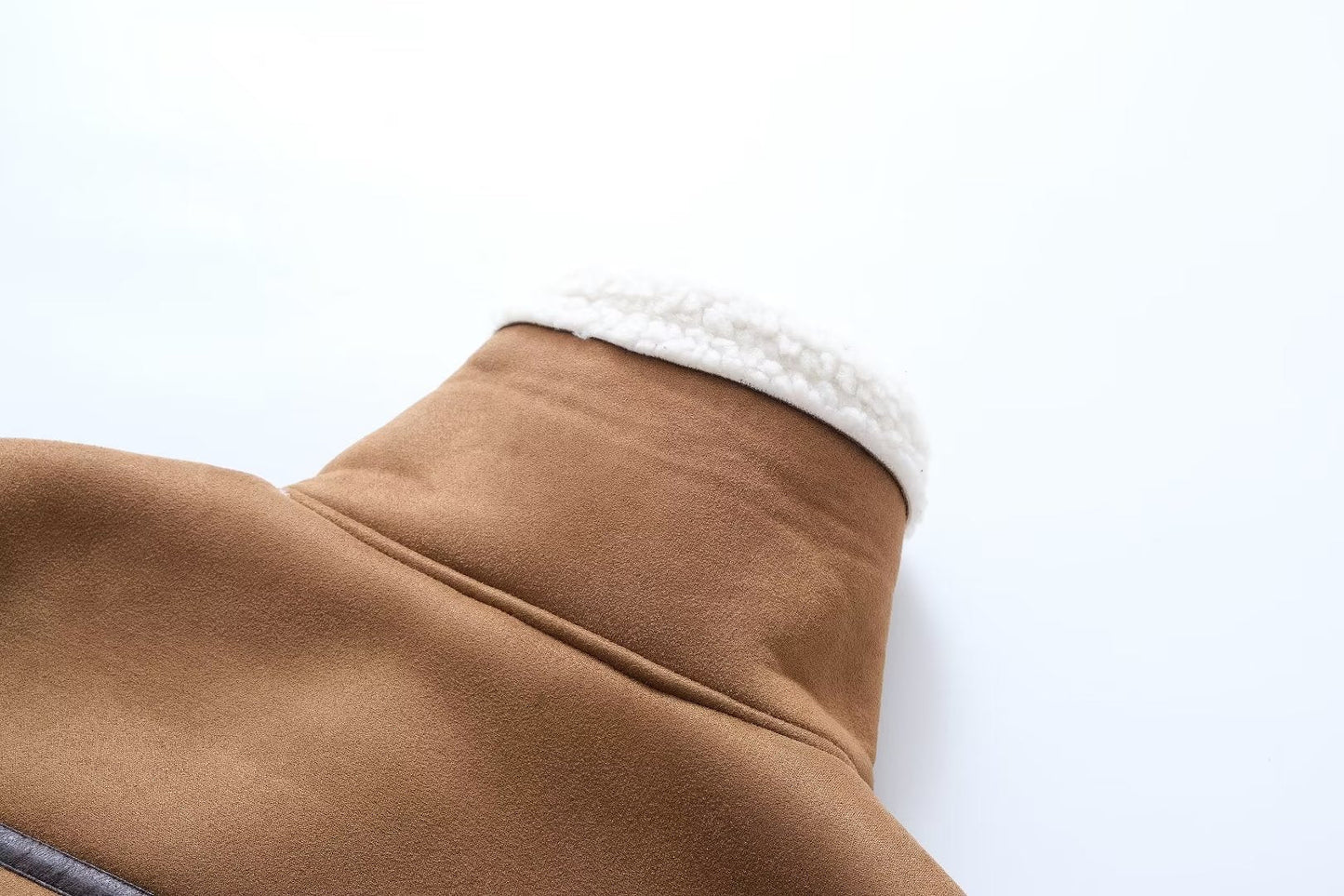 Faux Shearling Leather Vest Coat