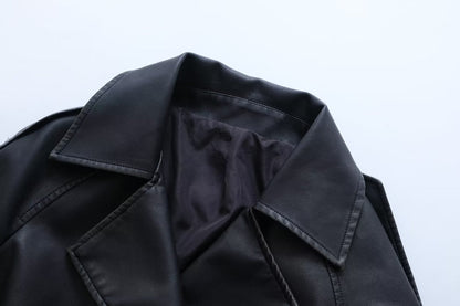 Leather Slim Mid-Length Trench Coat