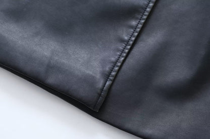 Leather Slim Mid-Length Trench Coat