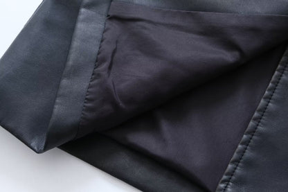 Leather Slim Mid-Length Trench Coat