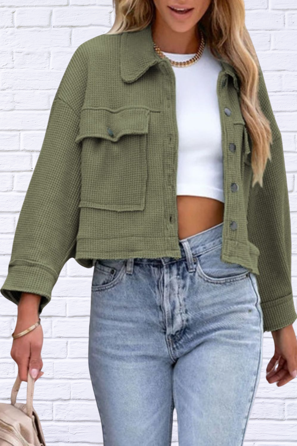 Trendy Button Up Long Sleeve Jacket