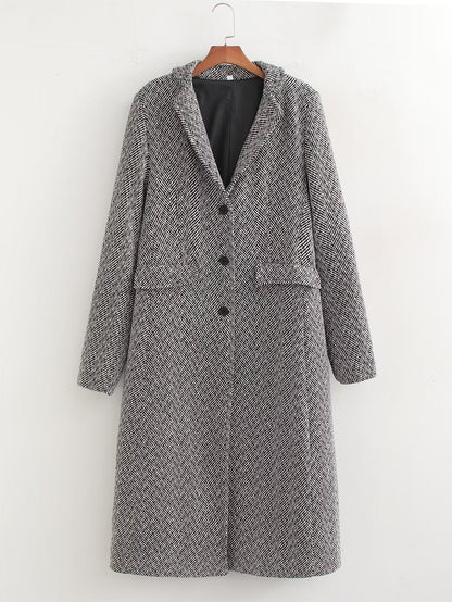 Herringbone Woolen Loose Coat